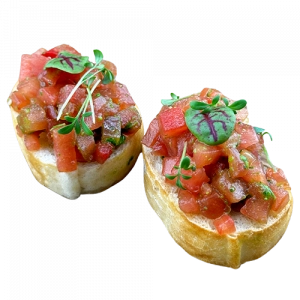 Фотография Брускета с Тартаром из лосося и лимонным кремом