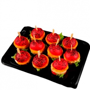 Фотография Мини бургер с котлетой из креветок и трески