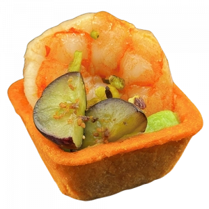 Фотография Тарталетка с тигровой креветкой и гуакомоле