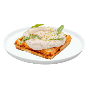 Венская вафля, с кремом из креветок и томатной сальсой рис.3