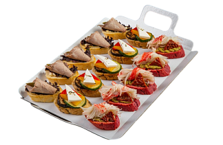 Фотография Сет брускетт с мясом, овощами и крабом