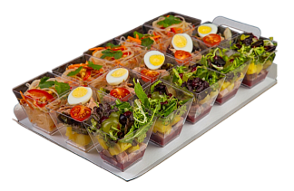 Фотография Трио салатов Азия с томленой уткой, куриным филе и тунец