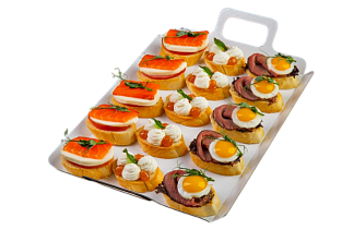 Фотография Сет из брускетт с лососем, сыром дор-блю и ростбифом