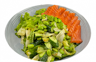 Фотография Зеленый салат с лососем и авокадо