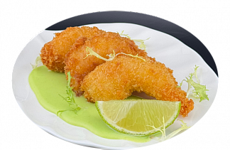 Фотография Хрустящая креветка в панировке с соусом васаби