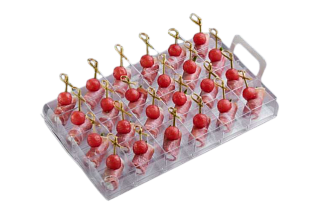 Фотография Канапе Карамелизированная груша с Хамоном и спаржей